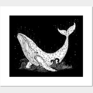 Cosmic whale - white Posters and Art